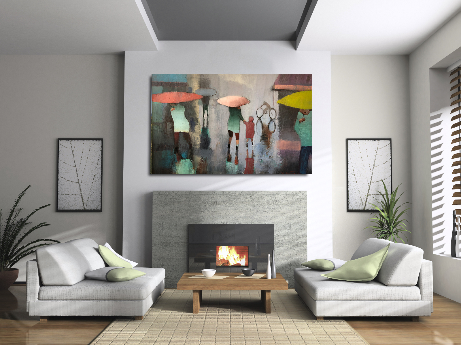 Beautiful room with Art above fireplace