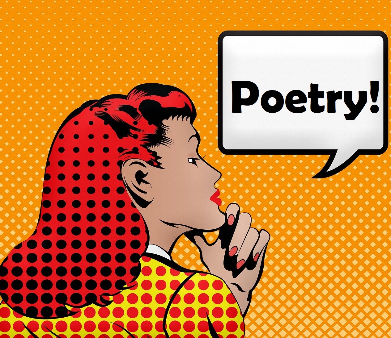 woman with "poetry" word bubble