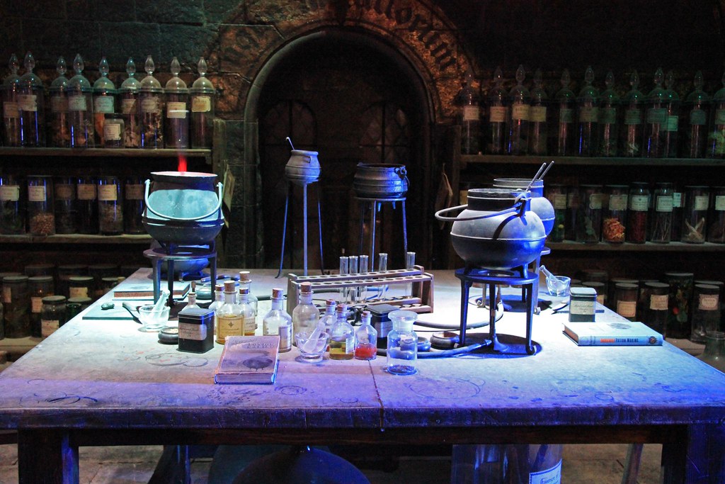 potions equipment on table