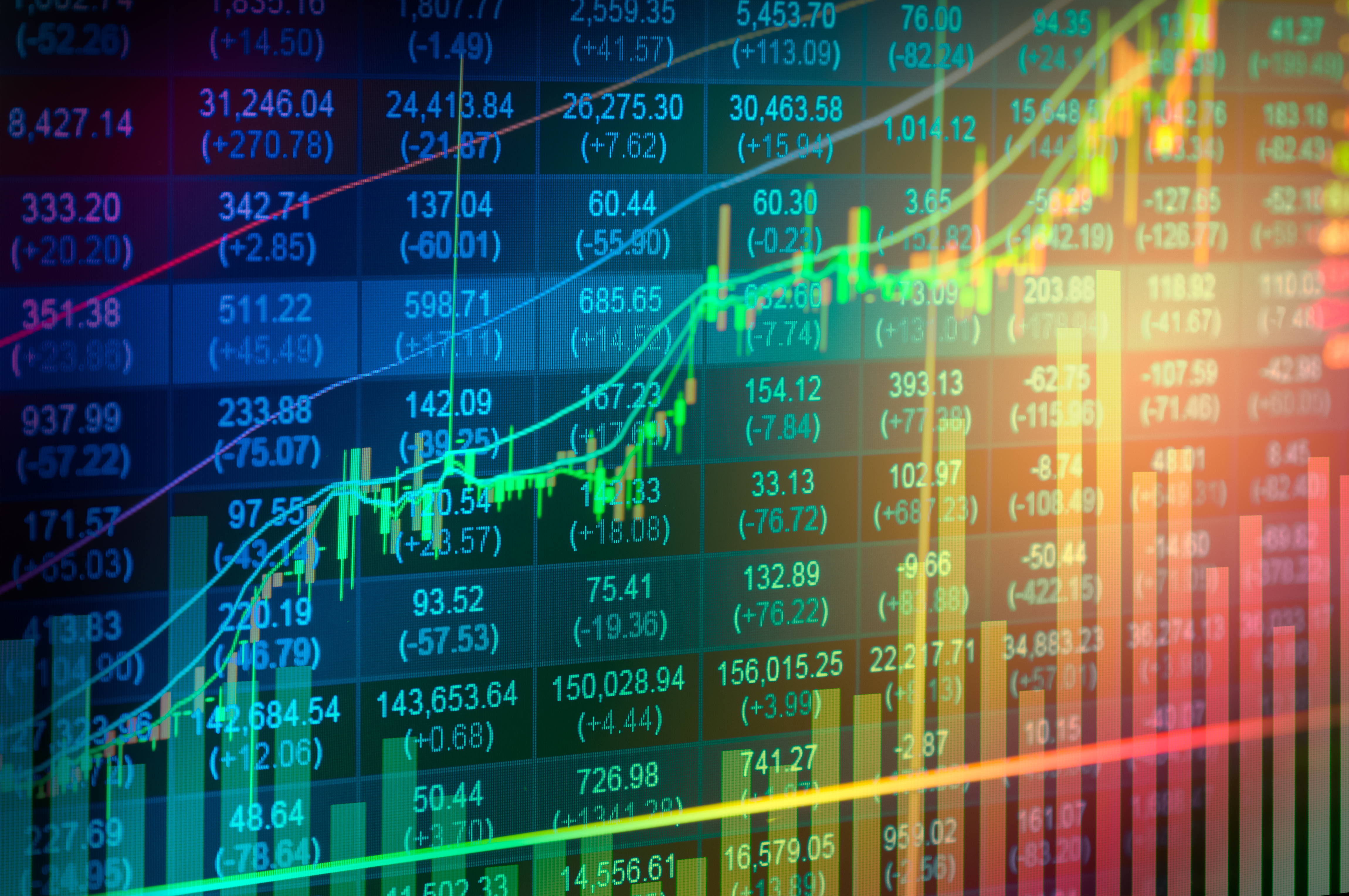 colorful stock market graph
