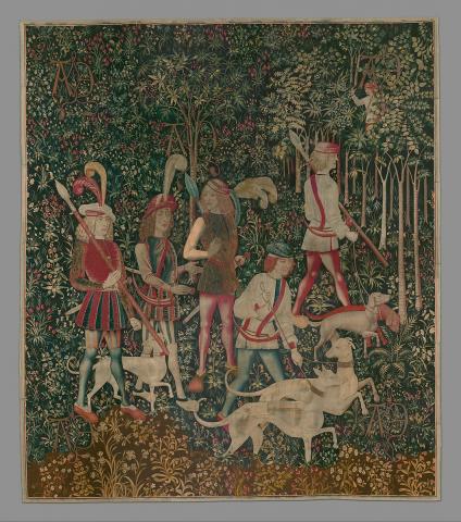 The Hunters enter the Woods tapestry depiction