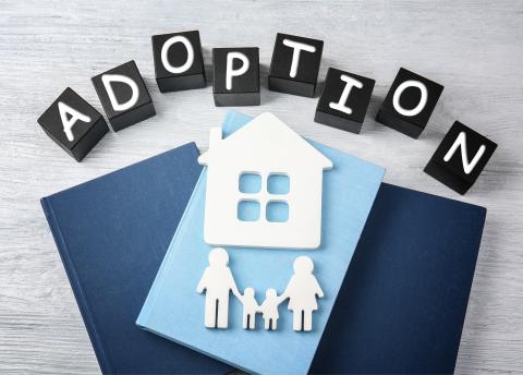 adoption text house with family