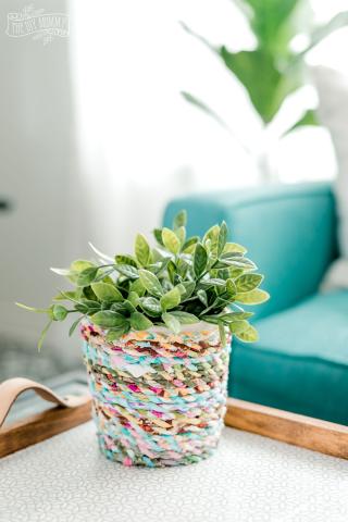 upcycled fabric twine planter