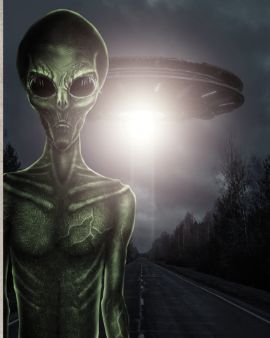 alien with spaceship