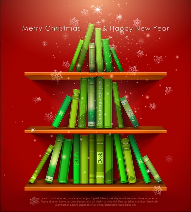 christmas tree made of books