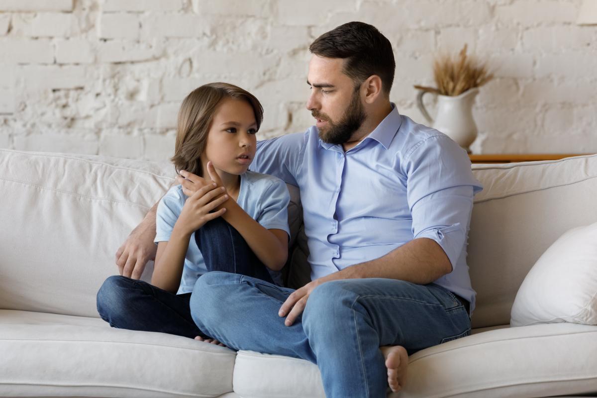 Father and son talking